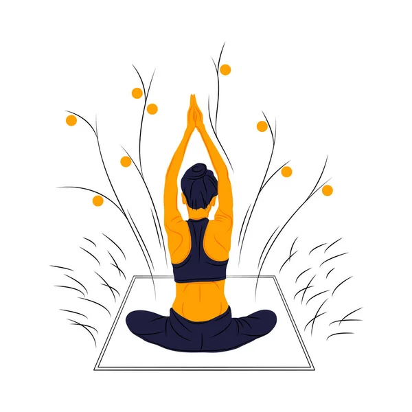 Kvinna Gör Yoga Pose Vektor Illustration — Stockfoto