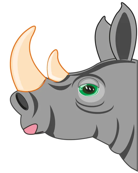 野生动物犀牛头卡通画的矢量图解 — 图库照片