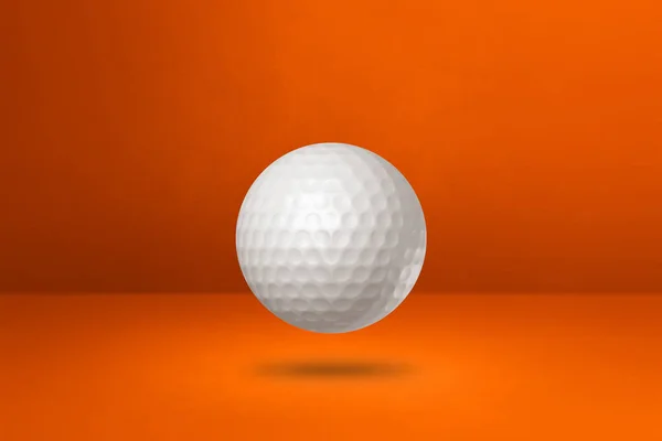 Balle Golf Blanche Isolée Sur Fond Studio Orange Illustration — Photo