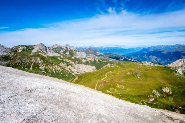 Θέα Στο Βουνό Από Την Κορυφή Petit Mont Blanc Στο — Φωτογραφία Αρχείου