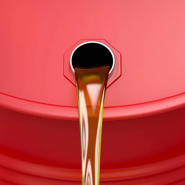 Gießen Motoröl Aus Dem Roten Fass — Stockfoto
