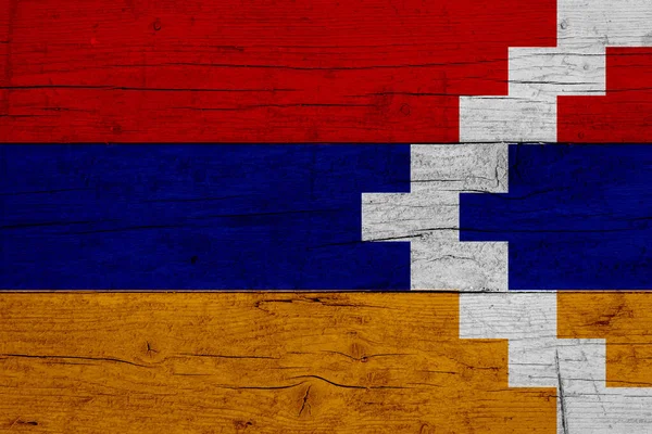 Flaga Republiki Górskiego Karabachu Drewniana Tekstura Flagi Republiki Górskiego Karabachu — Zdjęcie stockowe