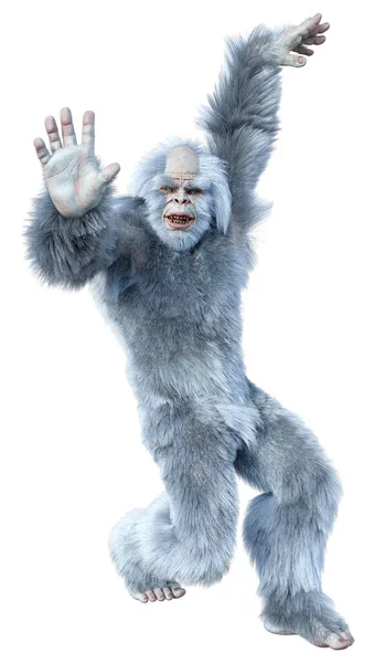 Weergave Van Een Fantasie Schepsel Yeti Geïsoleerd Witte Achtergrond — Stockfoto