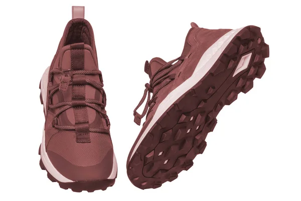 Des Chaussures Marron Gros Plan Une Paire Baskets Chaussures Sport — Photo