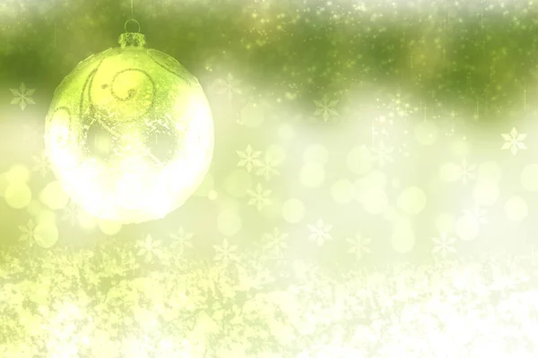 圣诞卡模板 节庆的浅绿色冬季圣诞节或新年背景纹理与圣诞球 设计所需的复制空间 — 图库照片