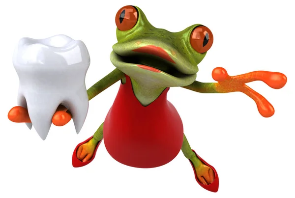 Fun Cartoon Frog Isolated White — Stock Photo, Image