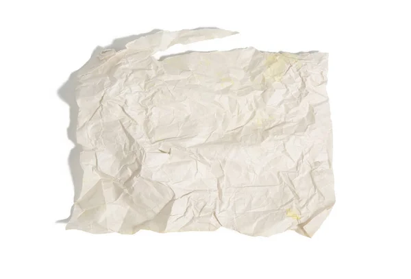 Piece Crumpled White Paper Torn Edges Isolated White Background Element — Stock Photo, Image