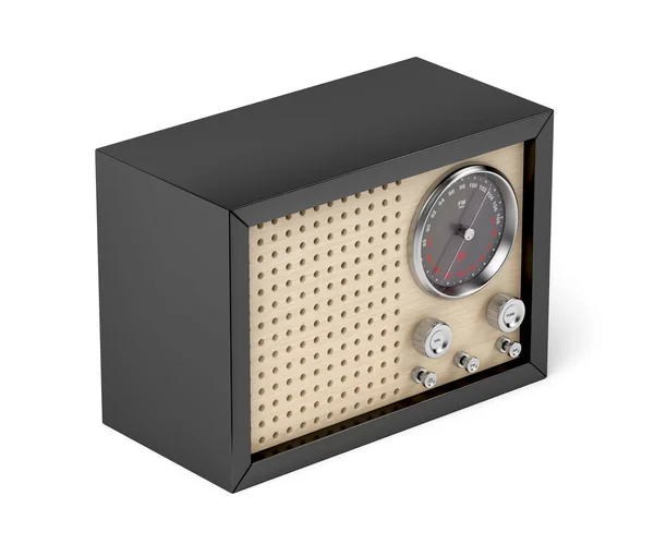 Zwarte Retro Radio Witte Achtergrond — Stockfoto