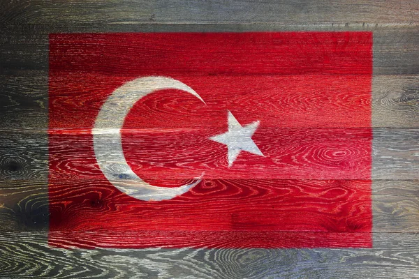 Eine Türkische Flagge Auf Rustikalem Altem Holz — Stockfoto