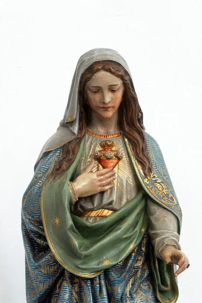 Onbevlekt Hart Van Maria Standbeeld Het Altaar Van Heilige Jozef — Stockfoto