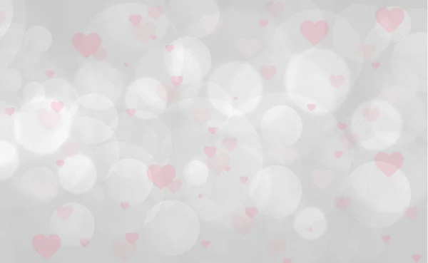 Fondo Bokeh Blanco Gris Con Corazones Ilustración Vectorial —  Fotos de Stock