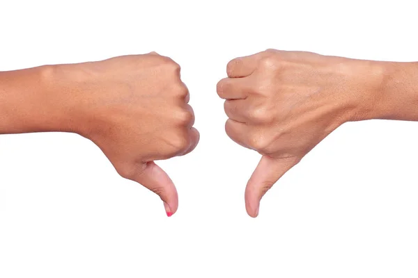 Δύο Δάχτυλα Δείχνουν Αντίχειρες Προς Κάτω Χειρονομία — Φωτογραφία Αρχείου