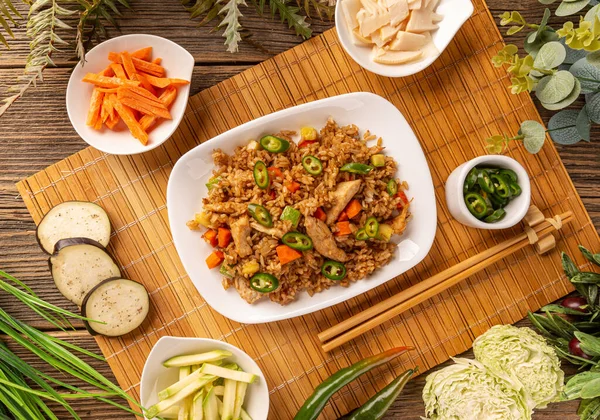 Kuchyně Foto Rýže Zeleninou Kořením — Stock fotografie
