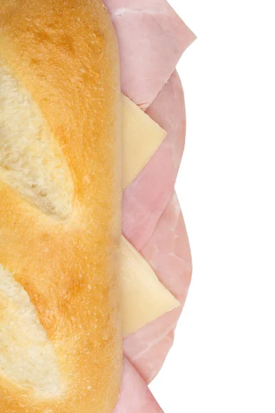 Sandwich Con Jamón Queso Arriba Aislado Sobre Fondo Blanco —  Fotos de Stock
