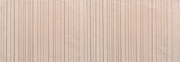 Деталь Бежевой Штукатурки Стены Раскрашенными Вертикальными Линиями Панорамный Фон — стоковое фото