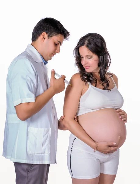 Pregnant Woman Doctor Being Injected Doctor Royalty Free Stock Images