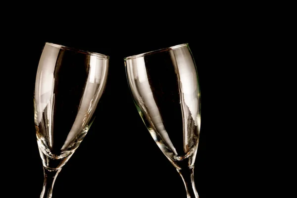 Bicchieri Champagne Sfondo Nero — Foto Stock
