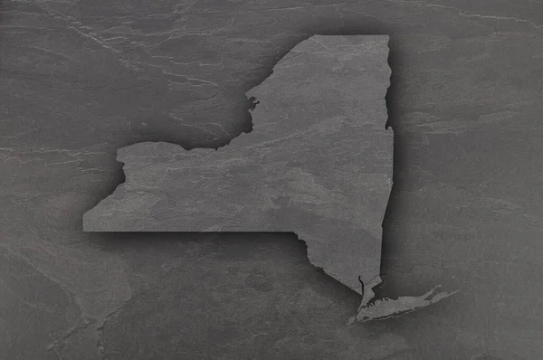 New York Térképe Sötét Palán — Stock Fotó