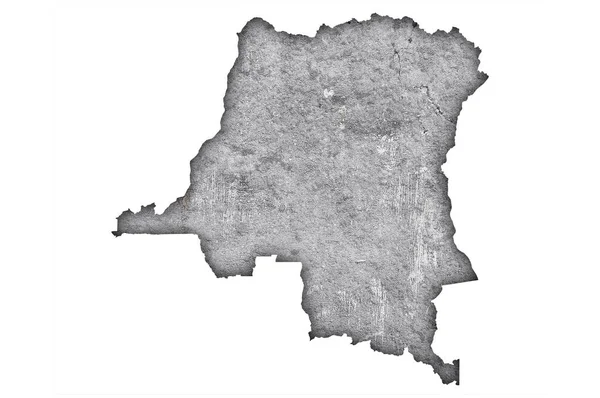 Карта Демократической Республики Конго Выветренному Бетону — стоковое фото