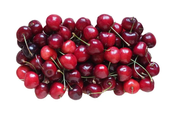 Cerezas Rojas Nombre Científico Prunum Alimento Vegetariano Fruta Aislado Sobre —  Fotos de Stock