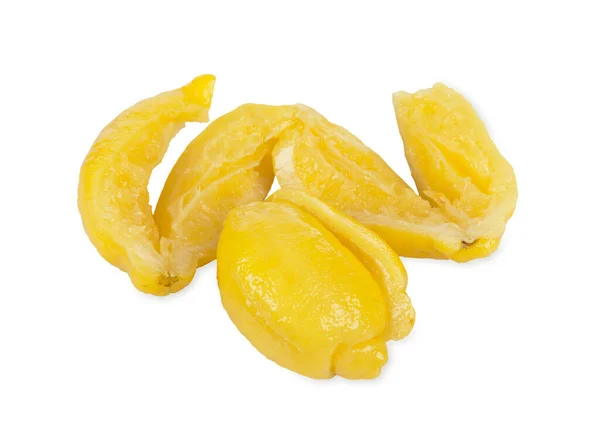 乾燥した黄色と白のバナナを背景に — ストック写真