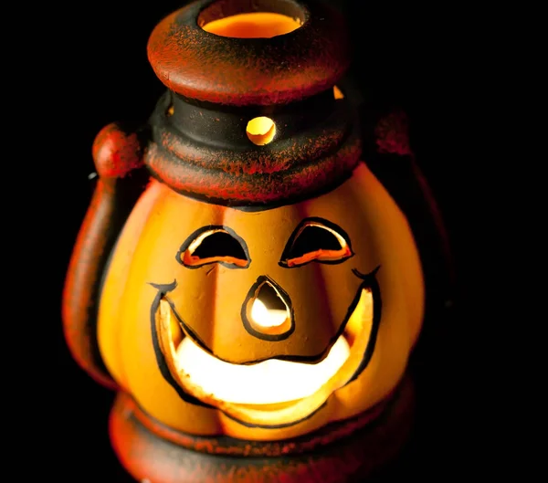 Хэллоуин Тыква Свечой Фонарем — стоковое фото