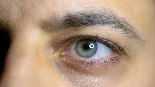 Bilgisayarda Çalışırken Bir Adamın Gözünün Makro Görüntüsü — Stok fotoğraf
