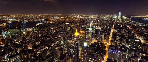 Нью Йорк Манхэттенский Горизонт Ночью — стоковое фото
