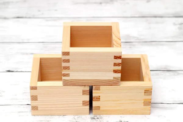 Japonský Dřevěný Masu Box Použít Měření Nebo Použití Pro Pití — Stock fotografie