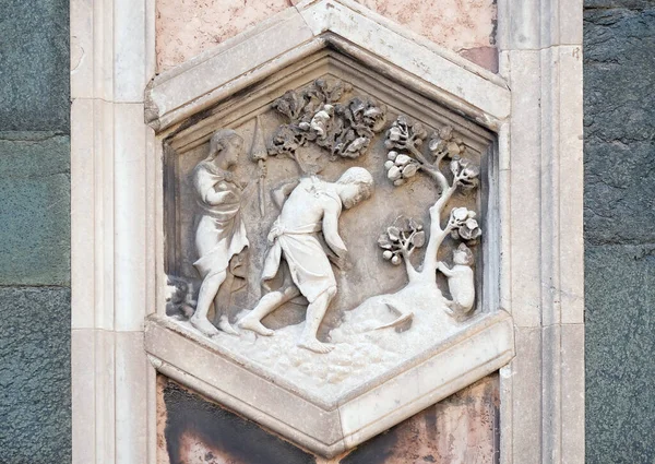 Adam Eva Pracovní Pádu Andrey Pisana 1334 Reliéf Giotto Campanile — Stock fotografie