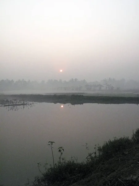 Misty Morning Bengal Countryside Sundarbans Jungle Area West Bengal Índia — Fotografia de Stock
