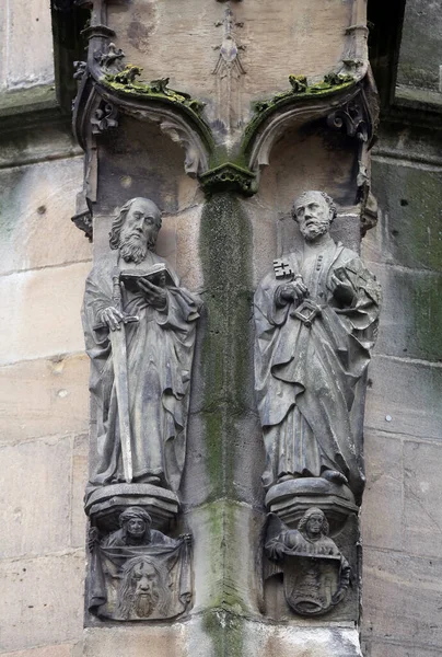 Santo Paulus Dan Santo Petrus Gereja Collegiate Georgius Tubingen Jerman — Stok Foto