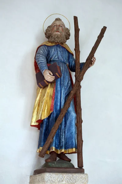 Statue Saint André Dans Église Saint Jacques Ihlingen Allemagne — Photo