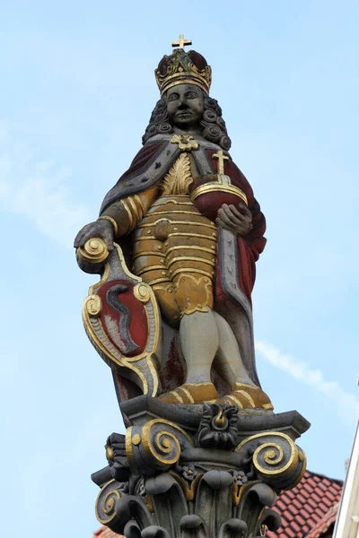 Statue Mit Josep Marktbrunnen Aalen Deutschland — Stockfoto