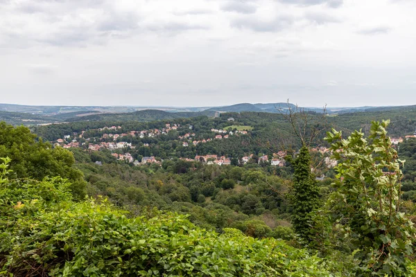 Vistas Panorámicas Paisaje Con Colinas Bosques Alrededor Ciudad Eisenach — Foto de Stock