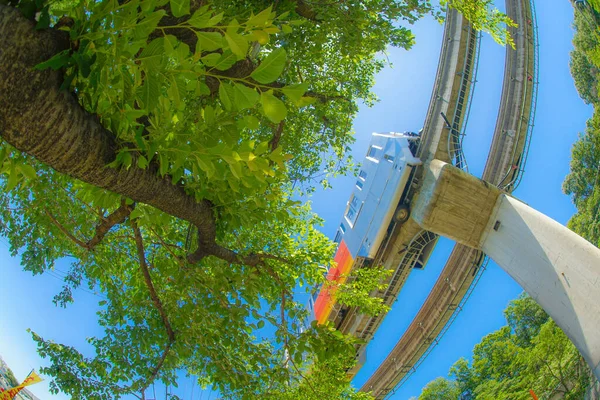 Tama Monorail Και Φρέσκο Πράσινο Τοποθεσία Hino City Τόκιο — Φωτογραφία Αρχείου