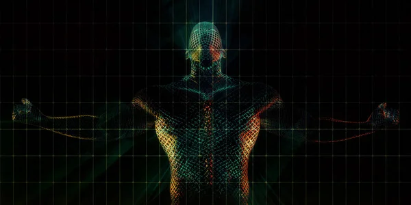 Rendering Man Suit Red Heart Black Background — Stock Photo, Image