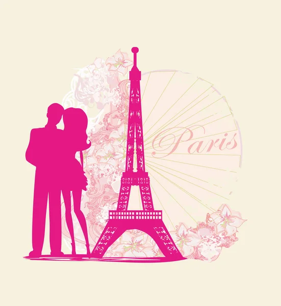 Paris Fransa Eyfel Kulesi Bir Kalp Bir Kız — Stok fotoğraf