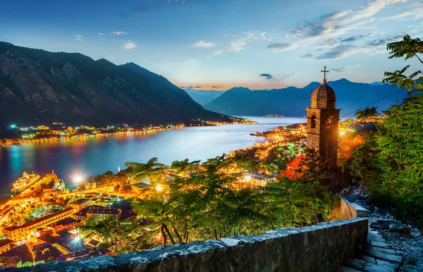 Chiesa Nostra Signora Del Rimedio Kotor Tramonto — Foto Stock