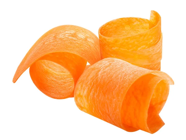 Carrot Meringkuk Serutan Atau Irisan Digulung Terisolasi — Stok Foto