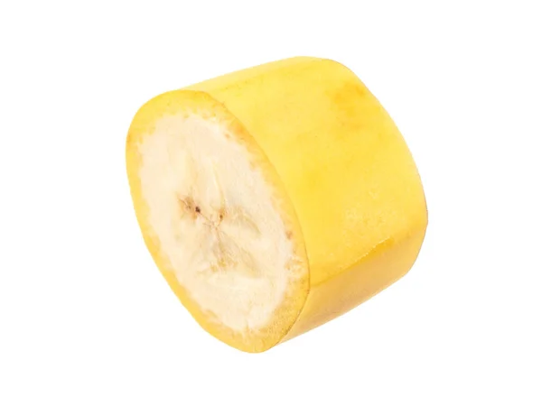Una Rodaja Plátano Sin Pelar Aislado Sobre Fondo Blanco Con —  Fotos de Stock
