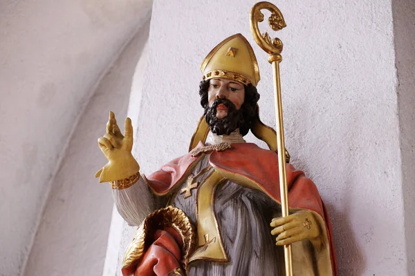 Άγαλμα Του Αγίου Στην Εκκλησία Του Αγίου Lawrence Στο Kleinostheim — Φωτογραφία Αρχείου