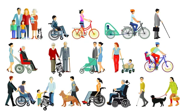 Gruppo Persone Con Biciclette Biciclette Città — Foto Stock