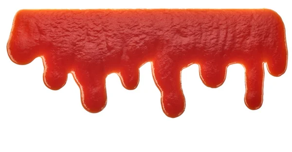 Close Ketchup Tomate Vermelho Gotas Isoladas Sobre Fundo Branco Cozinhar — Fotografia de Stock