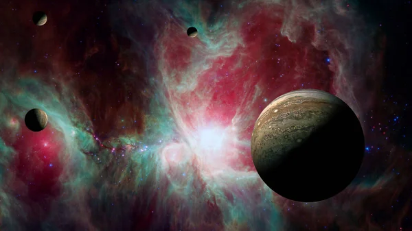 Вид Юпитер Пятую Планету Солнечной Системы Туманностью Галактикой Элементы Этого — стоковое фото