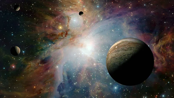 在自由空间中的行星和星系的恒星 美国航天局提供的这一图像的要素 — 图库照片