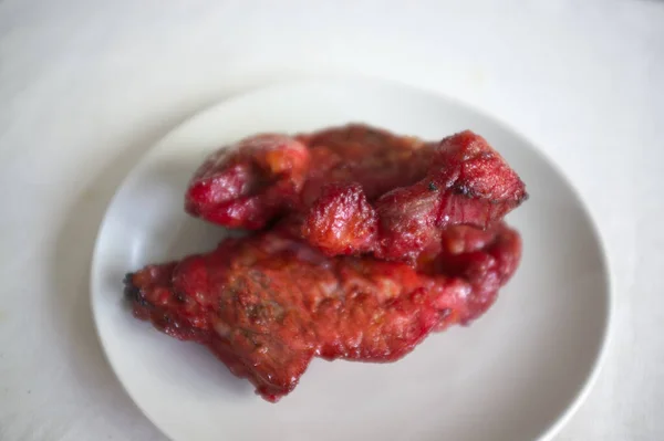 Carne Porco Vermelha Assada Prato Cozinha Thai Comida Chinesa — Fotografia de Stock