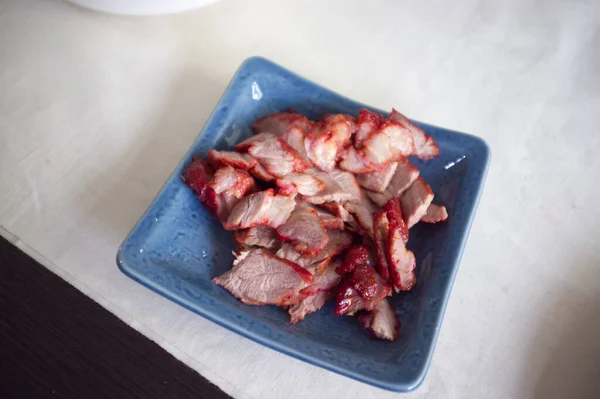 Carne Porco Vermelha Assada Prato Cozinha Thai Comida Chinesa — Fotografia de Stock