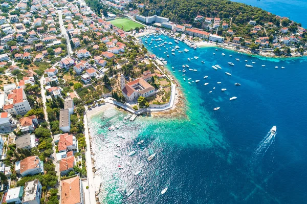 Vista Aérea Costa Hvar Monasterio Franciscano Archipiélago Dalmacia Croacia — Foto de Stock