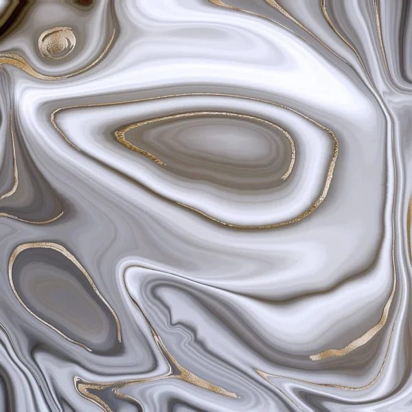 Mooie Grijze Krullende Marmeren Agaat Met Gouden Aderen Abstract Marmerende — Stockfoto